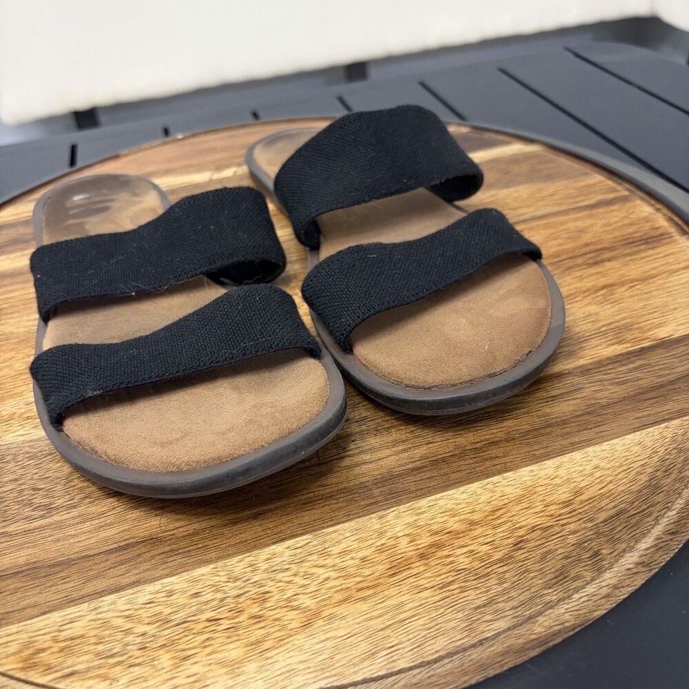 Target A New Day Black Stretch Elastic Double Band Slide Flat Sandals Womens 8